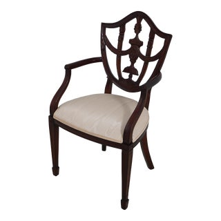 Maitland Smith Carved Mahogany Shield Back Armchair For Sale