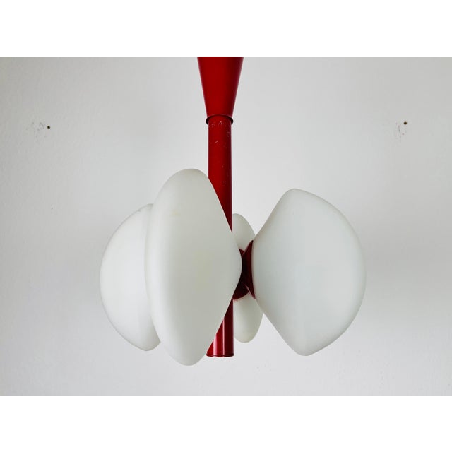 1960s Mid-Century Modern Red Kaiser 4-Arm Space Age Chandelier, 1960s, Germany For Sale - Image 5 of 13