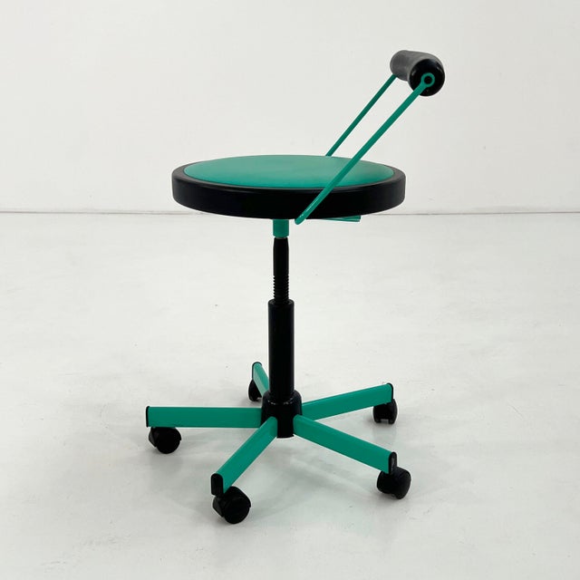 Turquoise Adjustable Desk Chair from Bieffeplast, 1980s For Sale - Image 8 of 10