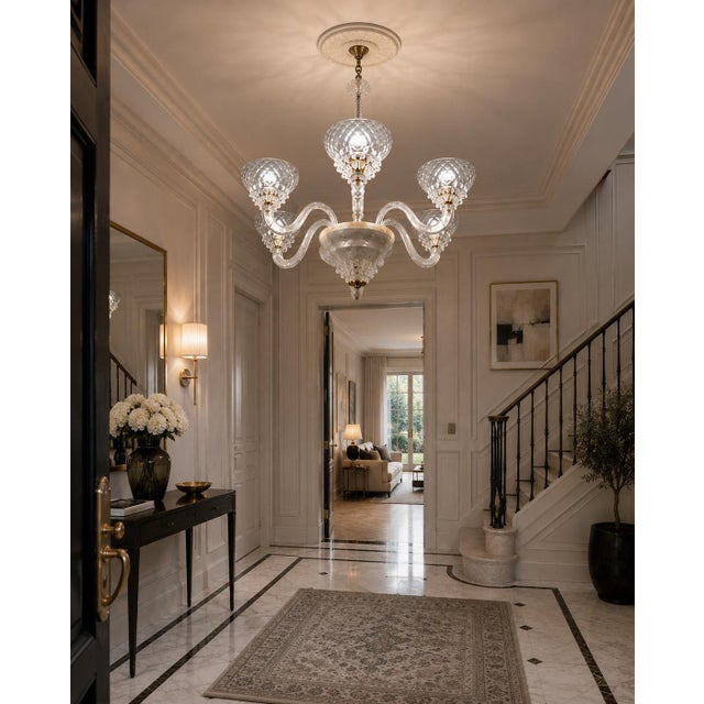 1950s 6 Light Rostrato Murano Glass Chandelier by Barovier & Toso For Sale - Image 4 of 15