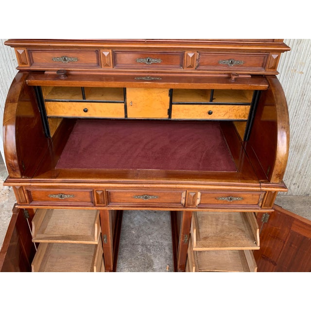 Wood 19th Century Empire Mahogany Bureau Secretary with Bookcase For Sale - Image 7 of 18