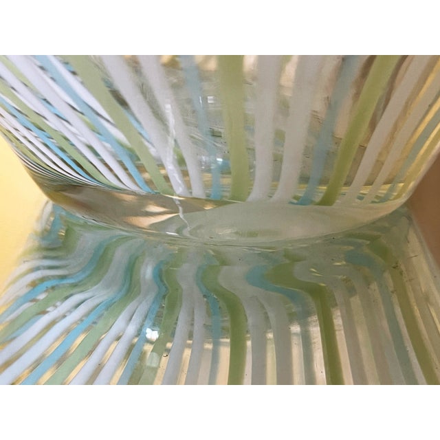 Transparent Mid-Century Modern Murano Style Striped Filigree Art Glass Vase For Sale - Image 8 of 8