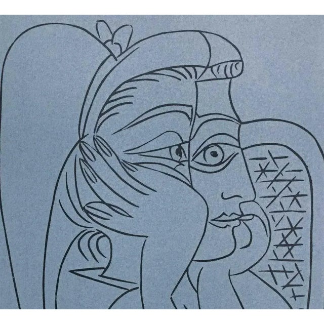 Pablo Picasso Linogravure Ltd Edition - "Femme Accoudee" 1959 W/Frame For Sale - Image 4 of 9