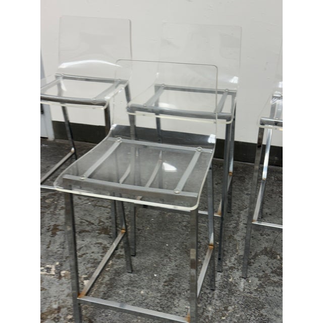 Plastic Cb2 Vapor Clear Acrylic Bar Stools, Set of Four For Sale - Image 7 of 12