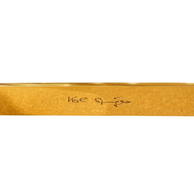 Karl Springer Karl Springer Authentic Signed Lucite and Brass Coffee Table For Sale - Image 4 of 5