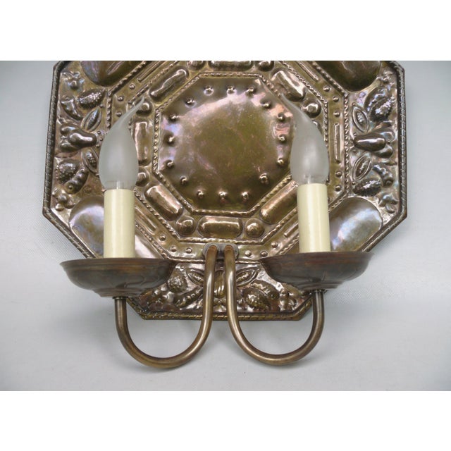 Vintage Art Nouveau Wall Lamp in Patinated Brass, 1890s For Sale - Image 11 of 17