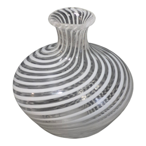 Vintage Italian Art Glass Attributed Murano White Swirl Small Bud Vase