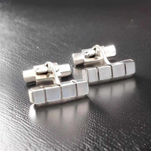 1990s Georg Jensen Estate Mens Cufflinks Sterling Silver, 2 Pieces For Sale - Image 10 of 12