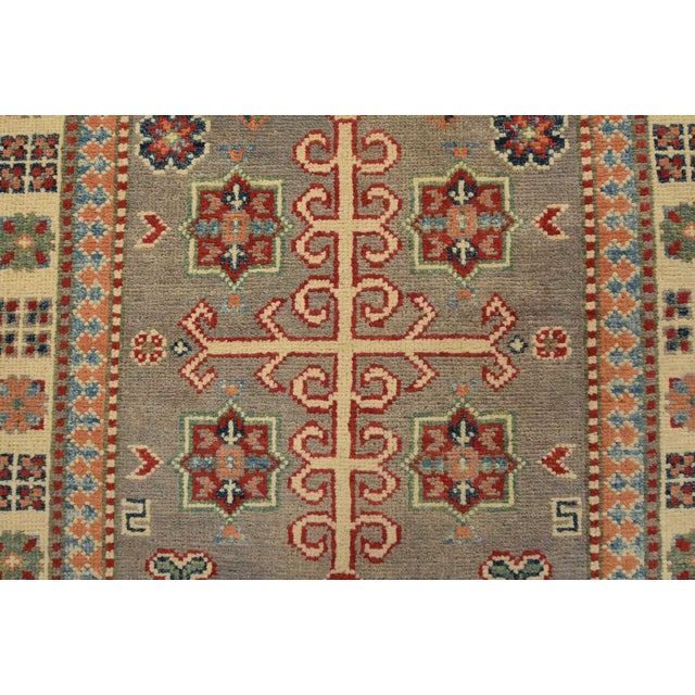 Gray Kazak Runner 2’7” X 9’8” Gray Wool Tribal Hand-Knotted Oriental Rug For Sale - Image 8 of 13