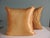 Mid-Century Modern Golden Brown Woven Undulating Pattern Silk Square Decorative Pillows - Set of 2 For Sale - Image 3 of 5