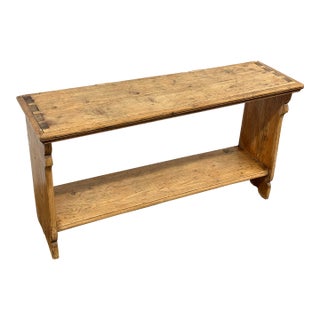 Pine Wood Console Table With Display Shelf, Vintage For Sale