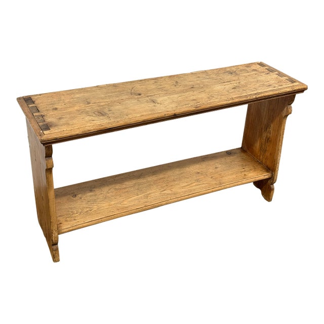 Pine Wood Console Table With Display Shelf, Vintage For Sale