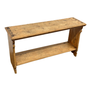 Pine Wood Console Table With Display Shelf, Vintage