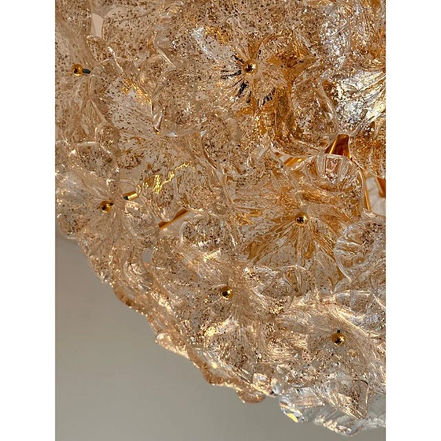 Italian Murano Glass Chandelier sputnik in gold and clear and gold flowers All glasses are made here in Murano , Venice...