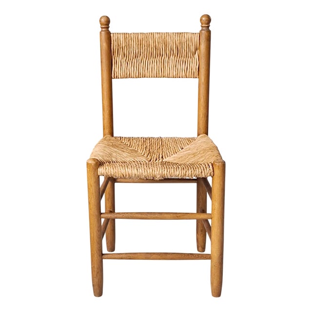 Wooden Chair with Rush Seat and Backrest, 1960s For Sale