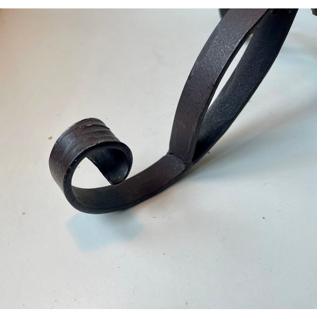 Danish Functionalist Adjustable Floor Lamp in Wrought Iron, 1940s For Sale - Image 6 of 10