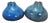 2 Vintage Blue Glazed Gourd Shaped Pinch Pot Pottery Bud Vases 2" For Sale