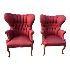 Early 20th Century Pair of Antique French Provincial Style Channel Back Chairs