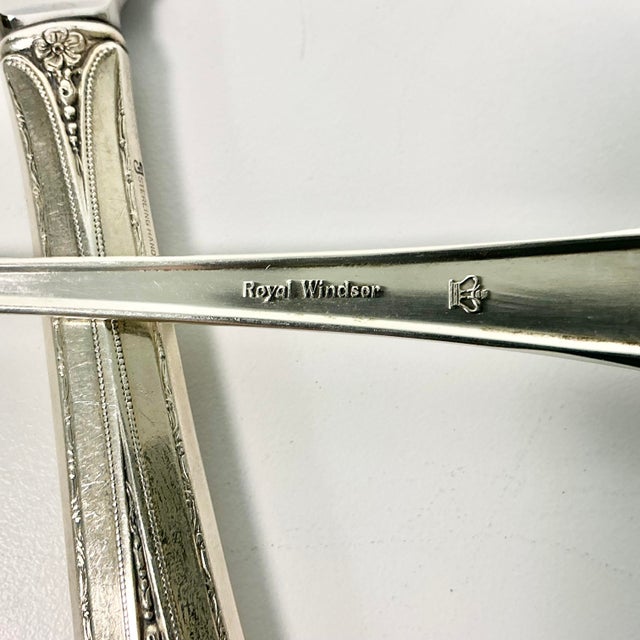 1935 Vintage Hollywood Regency Neoclassical Royal Windsor Sterling Silver Flatware - Set of 71. For Sale - Image 14 of 18
