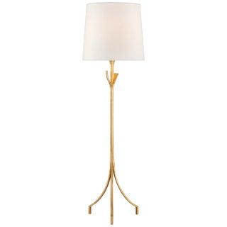 AERIN for Visual Comfort Signature Fliana Floor Lamp in Gild with Linen Shade For Sale