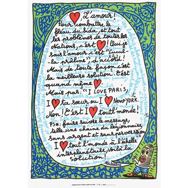 1993 Robert Combas L'amour Screen Print Poster For Sale