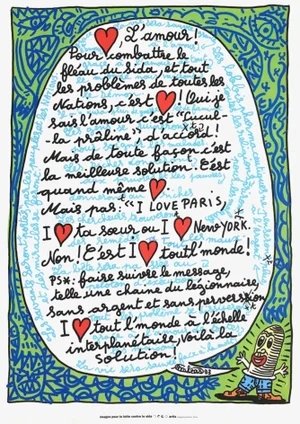 1993 Robert Combas L'amour Screen Print Poster