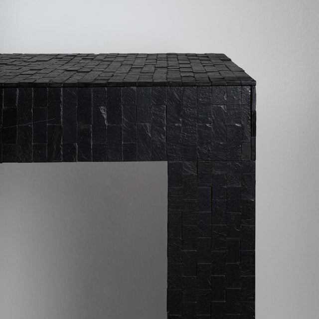 1970s Wooden Console Table with Slate Marquetry and Front Drawers by Etienne Allemeersch, 1970s For Sale - Image 5 of 6