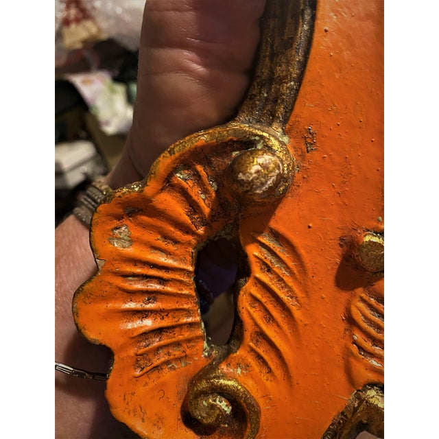 Late 19th Century 19th Century Rococo Italian Venetian Orange Gold Gilt Carved Wood Mirror For Sale - Image 5 of 12