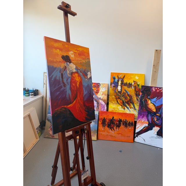 2020s Dancing as the Sun Dies, Impasto Oil Painting by Godfrey Afebuame (2026) For Sale - Image 5 of 5