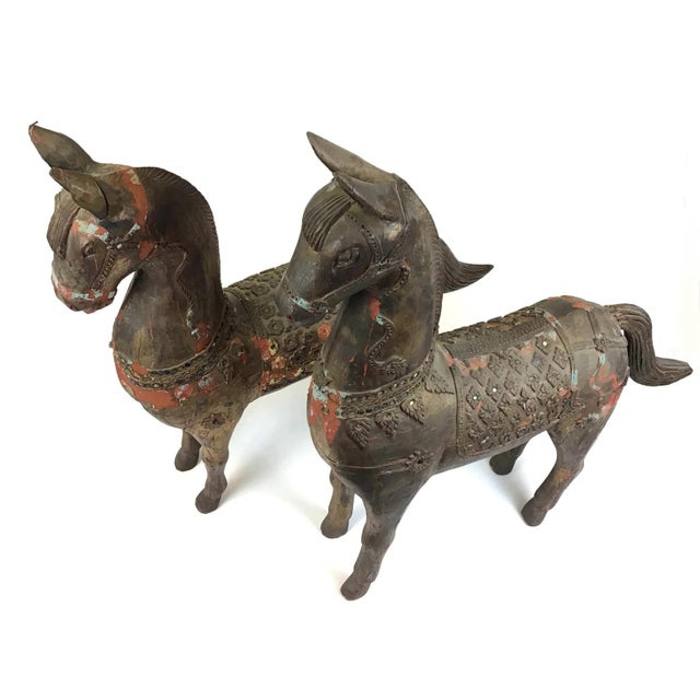 Wood Museum Tibetan Wood Horses - a Pair For Sale - Image 7 of 13