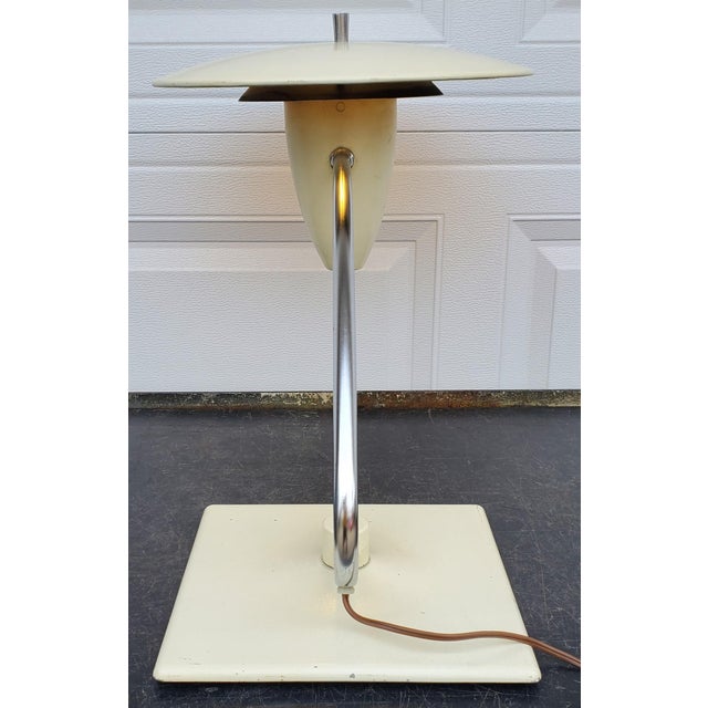 Mid Century Flying Saucer Sight Light Desk Lamp in White and Chrome by Mg Wheeler Chairish