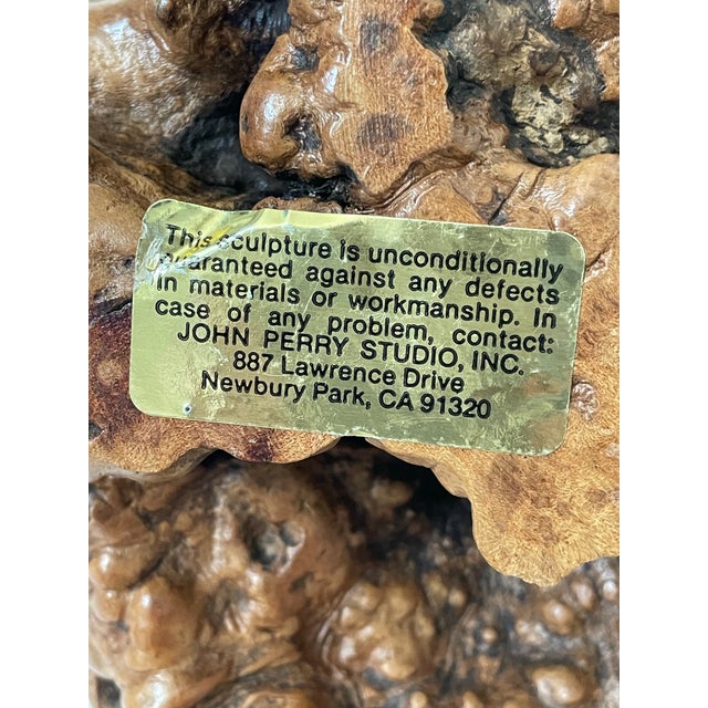 Vintage John Perry Polar or Bowhead Whale Sculpture on Burl Wood - Pellucida Resin For Sale - Image 4 of 10