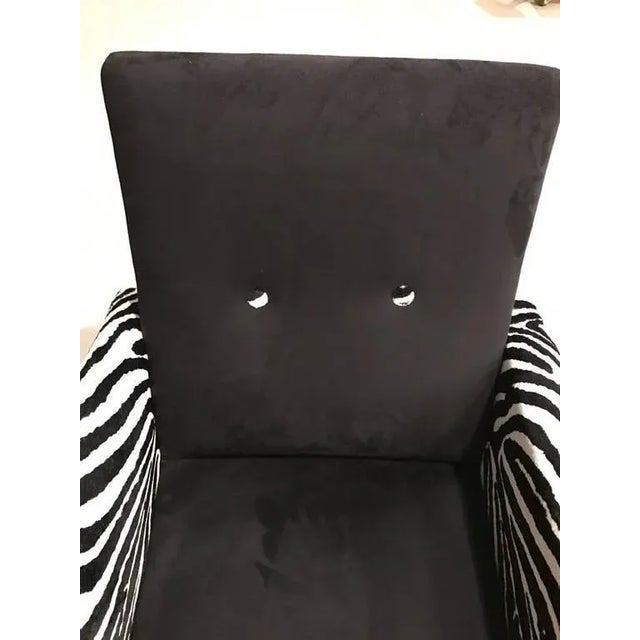 Metal Mid-Century Metal Club Chairs With Faux Zebra Print - a Pair For Sale - Image 7 of 7