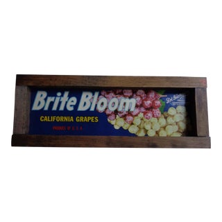 Vintage 1940s California Grapes Fruit Crate Label Sign For Sale