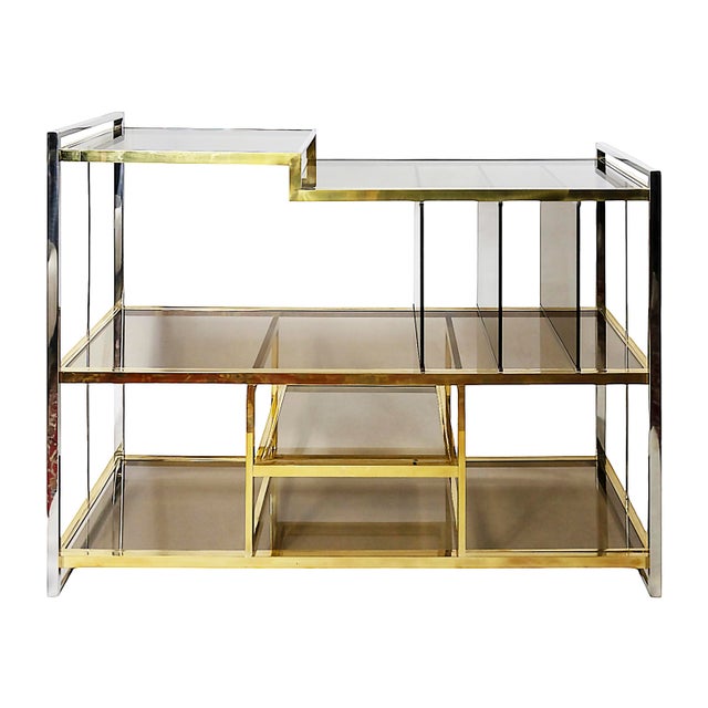 Metal Italian Chrome and Glass Console Table by Serantoni & Arcangeli, 1970s For Sale - Image 7 of 7