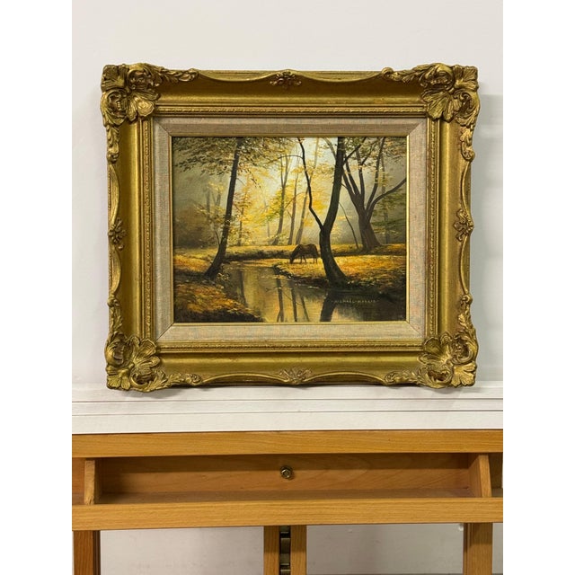Horse next to River in the Woods of the English Countryside by British Artist 1970 (Circa) For Sale - Image 13 of 18