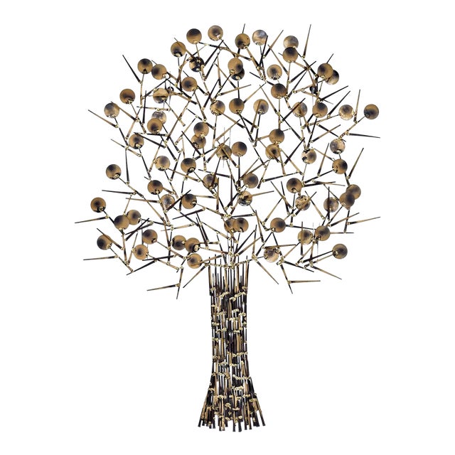 Marc Weinstein Marc Creates Brutalist Torch Cut Metal Nail Tree Wall Sculpture For Sale