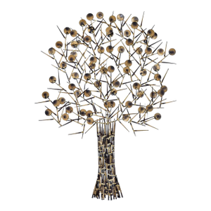 Marc Weinstein Marc Creates Brutalist Torch Cut Metal Nail Tree Wall Sculpture