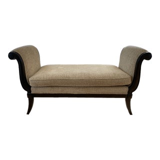 Baker Empire Style Upholstered Bench For Sale