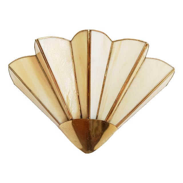 Art Deco Fan Wall Sconce in Glass Paste, 1940s For Sale