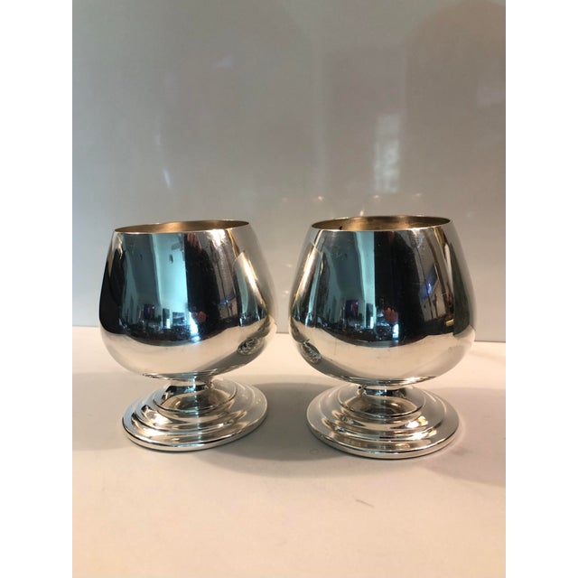 Art Deco 1940s Wm Rogers Silverplate Brandy Snifters - A Pair For Sale - Image 3 of 9