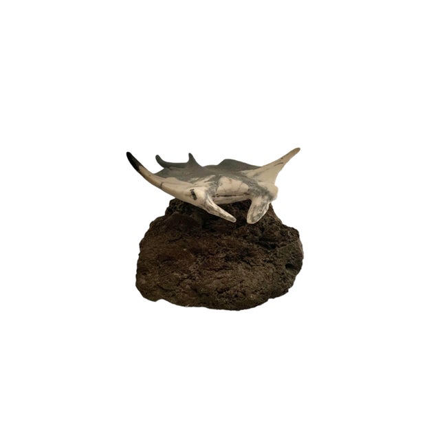 Late 20th Century Nautical Stone Stingray Sculpture on Lava Rock, Signed & Numbered, 12.5"w For Sale - Image 9 of 11