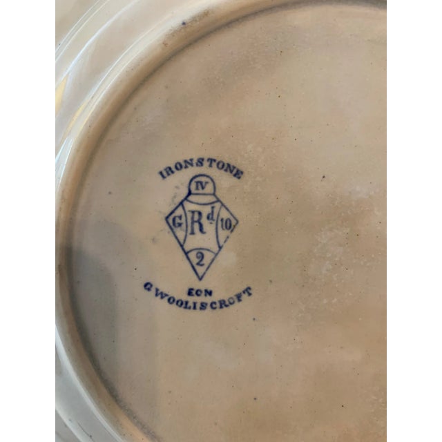 Antique Excelsior G. Wooliscroft Blue & White Plate with Victorian Bronze Stand- 2 Pieces For Sale - Image 4 of 13