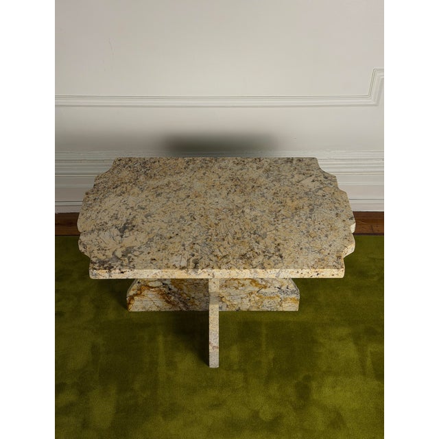 Unique Vintage Postmodern Granite Stone Coffee Table With Scalloped Edge For Sale - Image 12 of 16