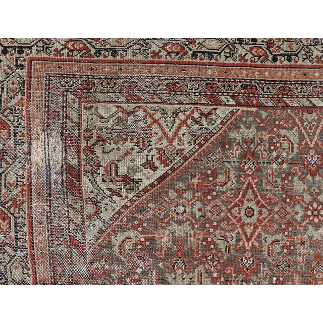 Antique Persian Fine Farahan Rug With Medallion in Brown, Red and Light Blue For Sale - Image 9 of 11