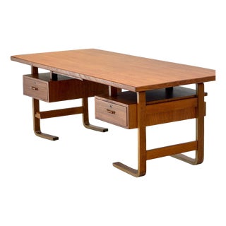 Large Danish Executive Desk in Teak by Jørgen Clausen for Brande Møbelfabrik, 1950s For Sale
