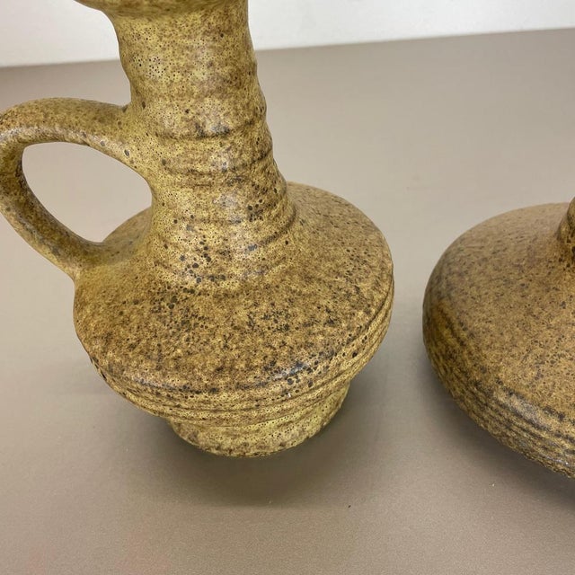 Brown Ceramic Studio Pottery Vases from Vest Keramiek, Netherlands, 1970s, Set of 2 For Sale - Image 8 of 18
