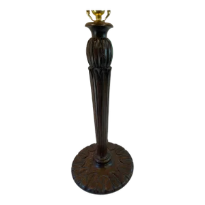 Vintage English Carved Wooden Lamp