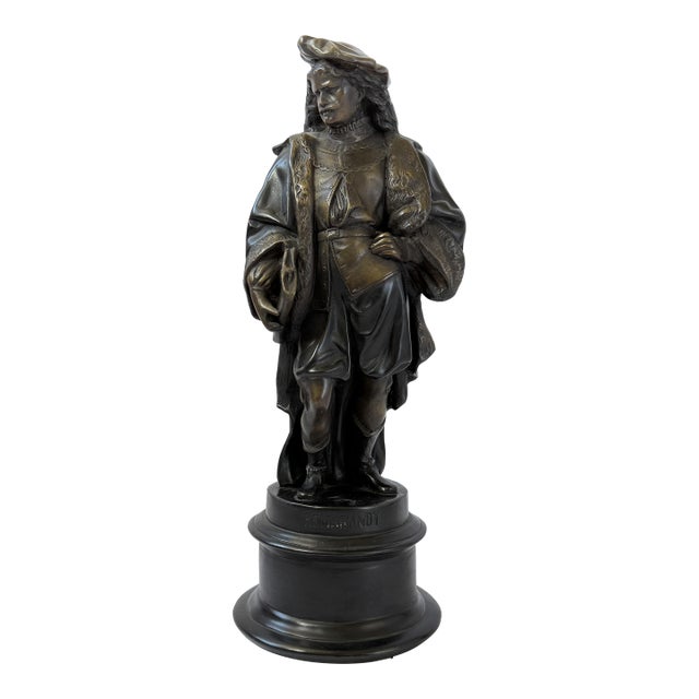 Dutch Master Rembrandt Van Rijn, Bronze Sculpture - 18"h For Sale