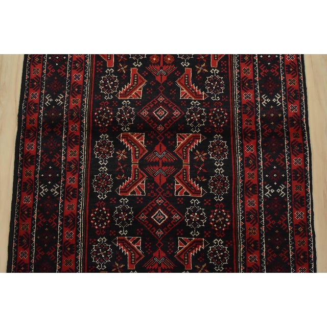 1990s Baloch Rug 2’10” X 5’7” Blue Wool Vintage Tribal Hand-Knotted Oriental Carpet For Sale - Image 5 of 12